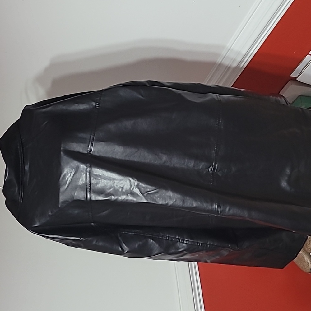 EGA Emporio Collezioni Faux Leather Black Jacket Coat Size XXL NWT - Picture 8 of 10